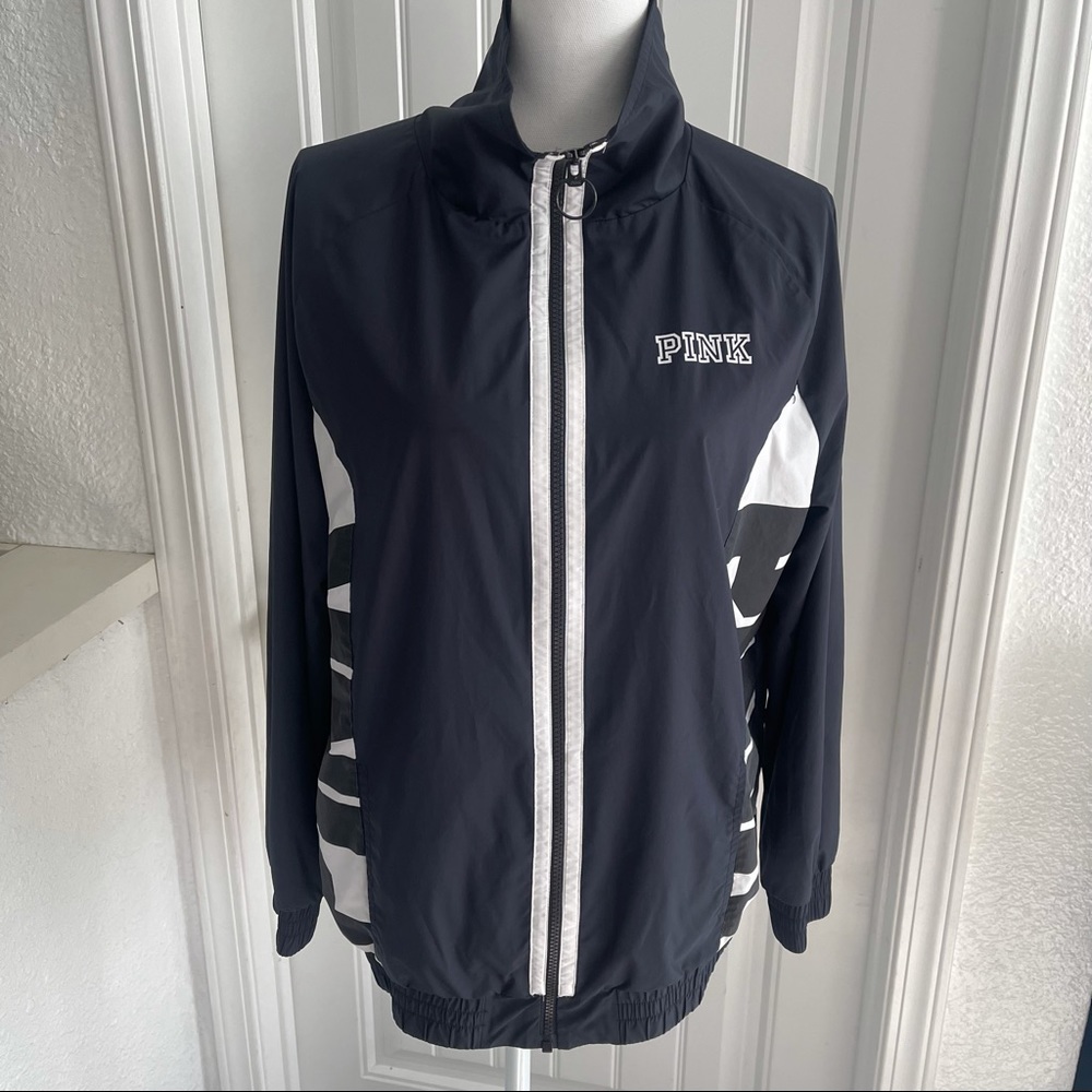 PINK VS Pink Black Lined Anorak Windbreaker Size XS